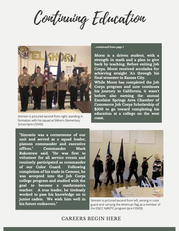 Excelsior Springs Job Corps Announces Cadet of the Year