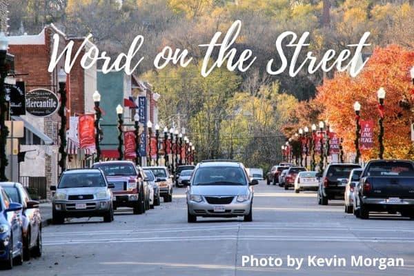 Word on the Street, fall streetscape of downtown Excelsior Springs on Broadway