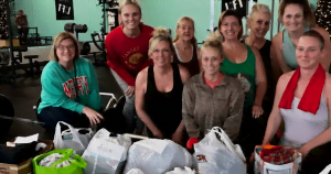 Ladies with LIFT Gym in Excelsior Springs are pictured with donations for students at the Excelsior Springs Job Corps for holidays
