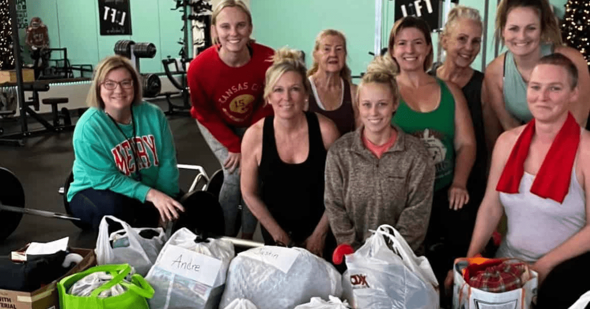 Ladies with LIFT Gym in Excelsior Springs are pictured with donations for students at the Excelsior Springs Job Corps for holidays