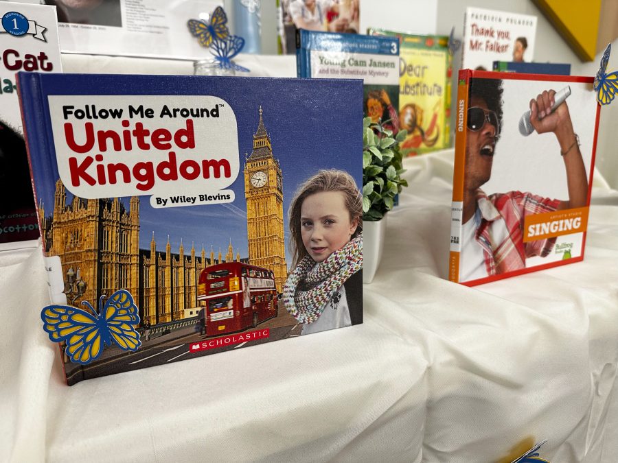 Books on traveling the world are included in the Phil Senger Collection at Cornerstone Elementary in Excelsior Springs