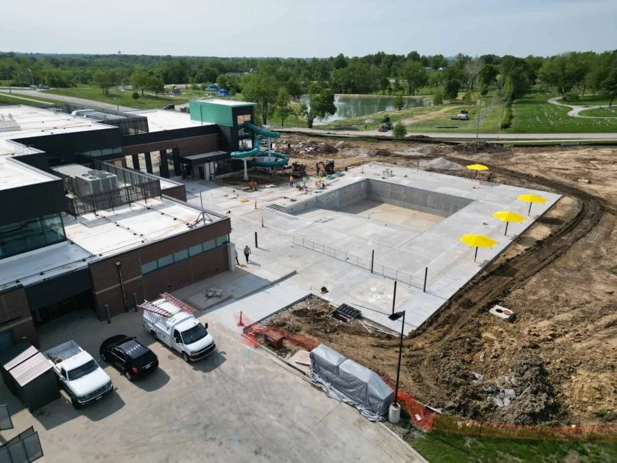 Skyvuer Imagery provides drone footage of the progress of the Community Center's Phase II aquatic center project